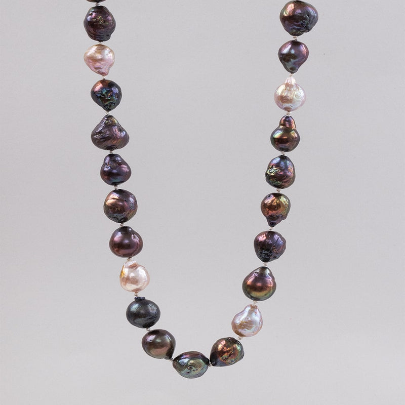 Baroque Black and Rose Freshwater Pearl Necklace