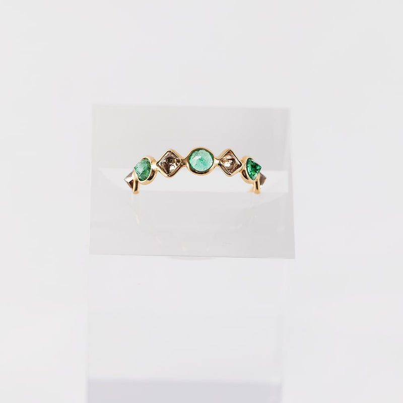 Emerald and Diamond Stack Ring