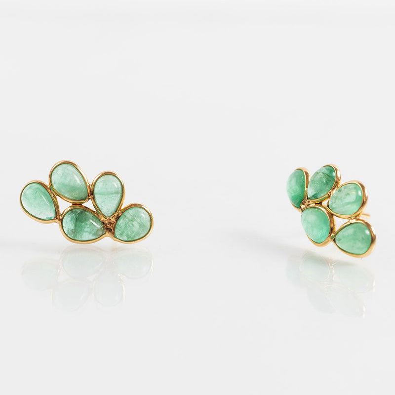 Petals Green Emerald Stud Earrings