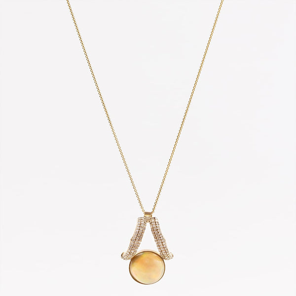 Opal and Pave Diamond Necklace
