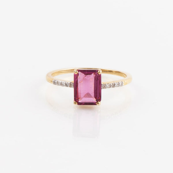 Pink Tourmaline Ring 3 2/5ct w/ Diamonds 18k White Gold - Kappy's Jewelry