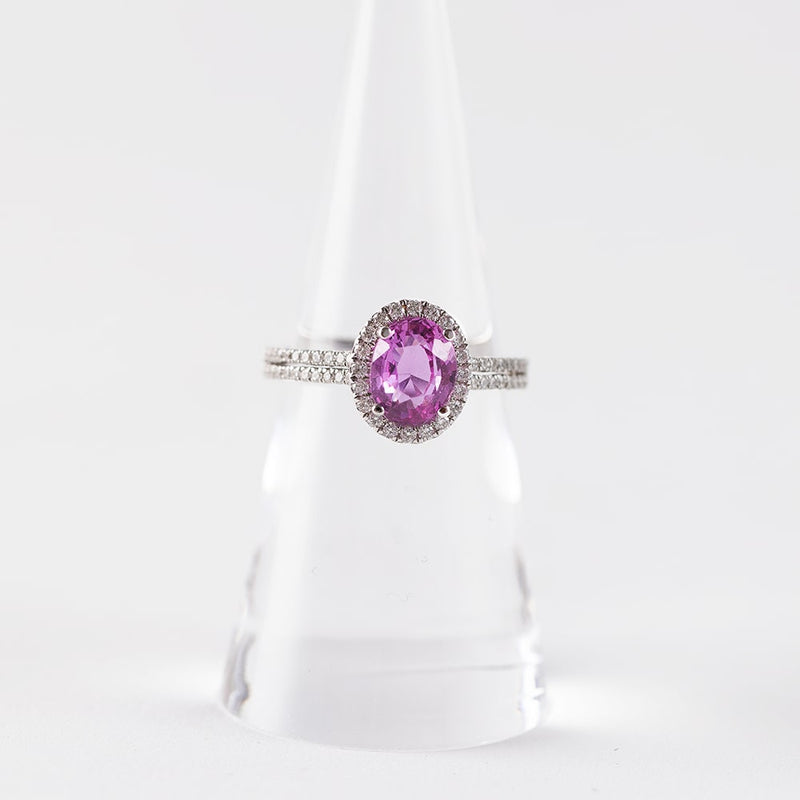 Pink sapphire and diamond Ring