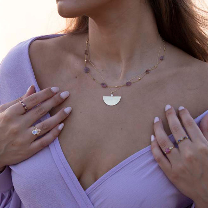 Half-moon and Diamond Necklace
