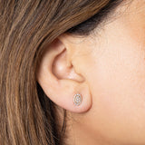 Oval Pave Diamond Stud Earring